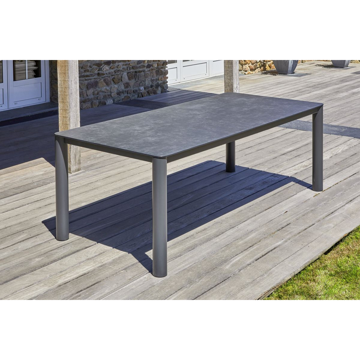 Ensemble table/chaises de jardin en aluminium et céramique 8 personnes CAMARGUE